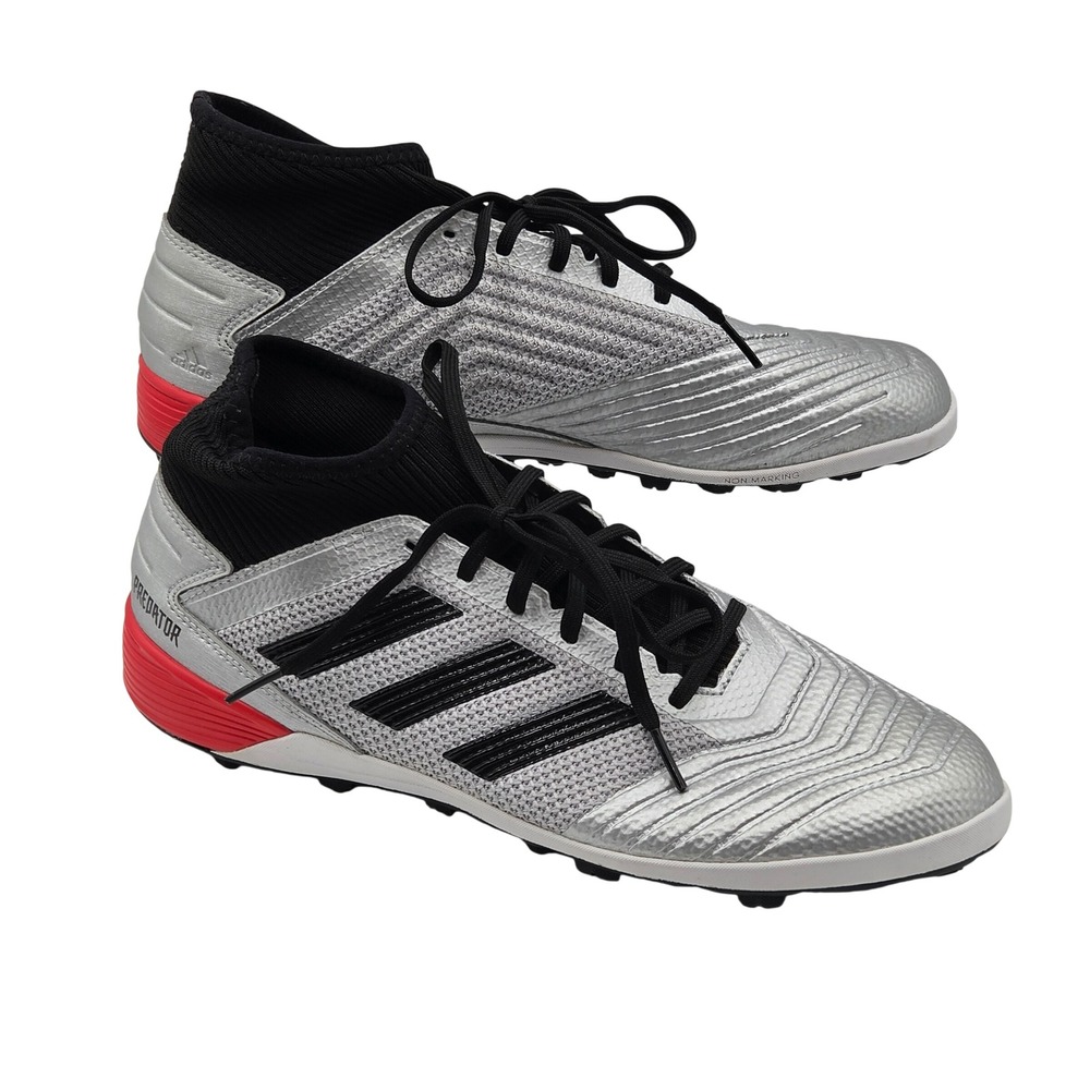 Adidas Predator 19.3 TF Soccer Cleats Mens 10.5 Silver Black Red Turf F35629